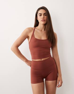 4505 Icon Soft Touch High Waist 3 Inch Booty Short In Brown