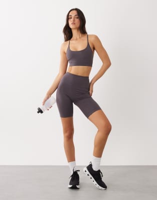 4505 Icon Soft Touch High Waist 8 Inch Legging Short In Gray