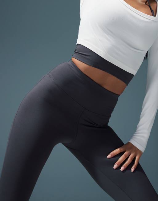 4505 Icon soft touch high waist slim kick yoga legging in granite grey  , 5 of 5