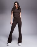 [ASOS] 4505 Icon soft touch high waist slim kick yoga leggings in chocolate-Brown 14 Chocolate