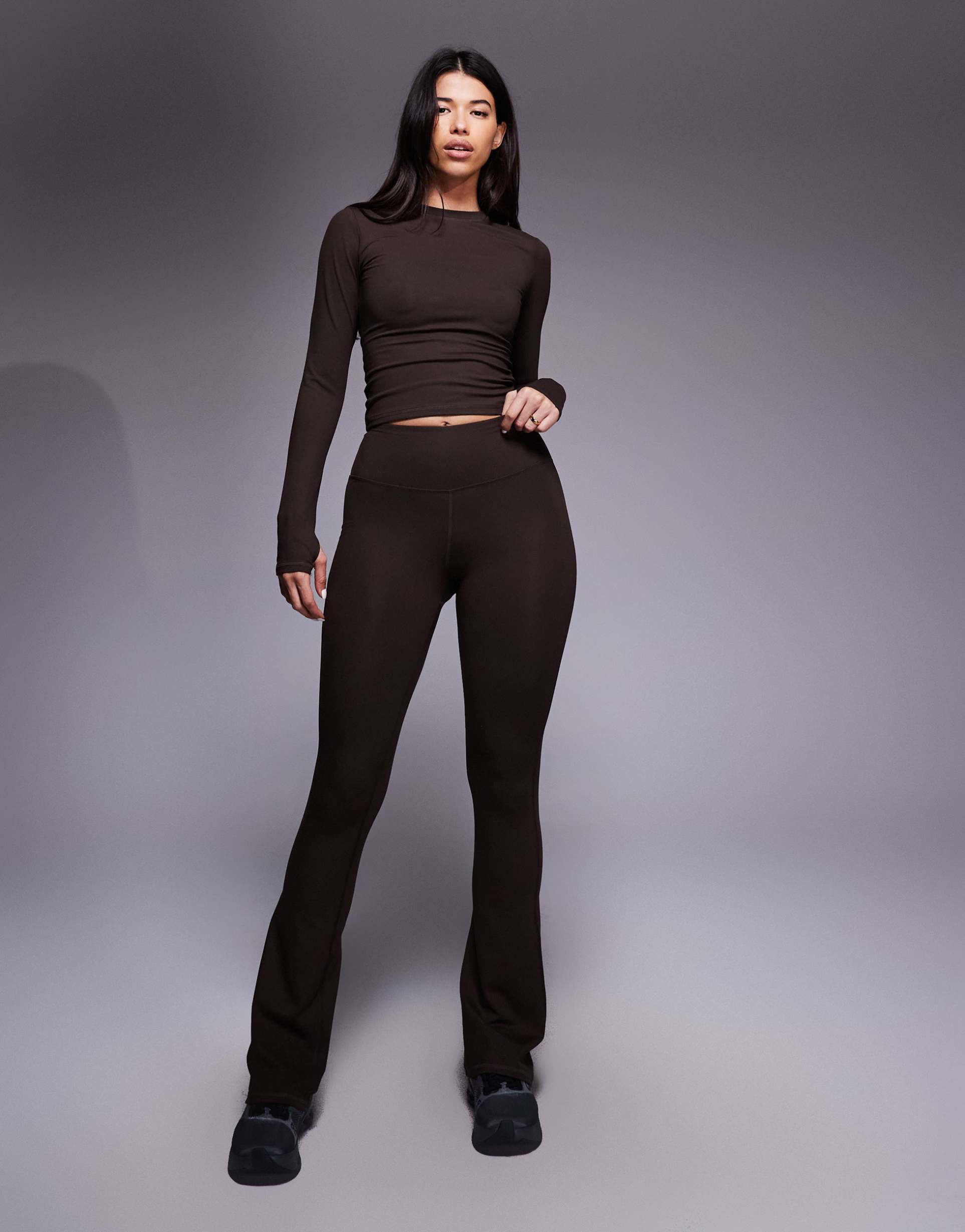 4505 icon soft touch high waist slim kick yoga leggings in chocolate