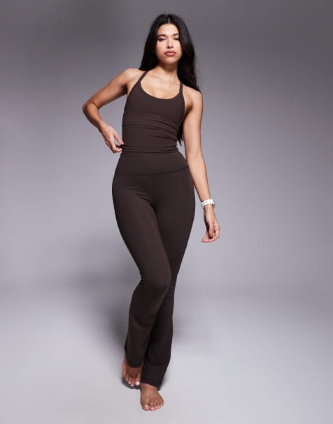 4505 Icon soft touch high waist slim kick yoga leggings in chocolate - view 1