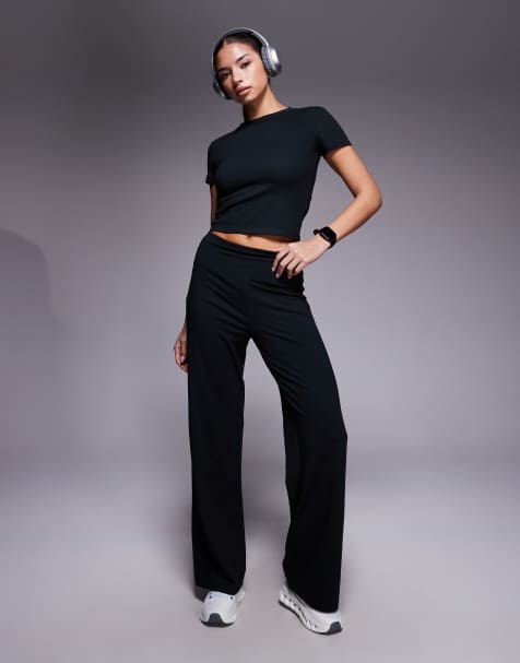 4505 Icon soft touch high waist wide leg dance pant in black - view 1