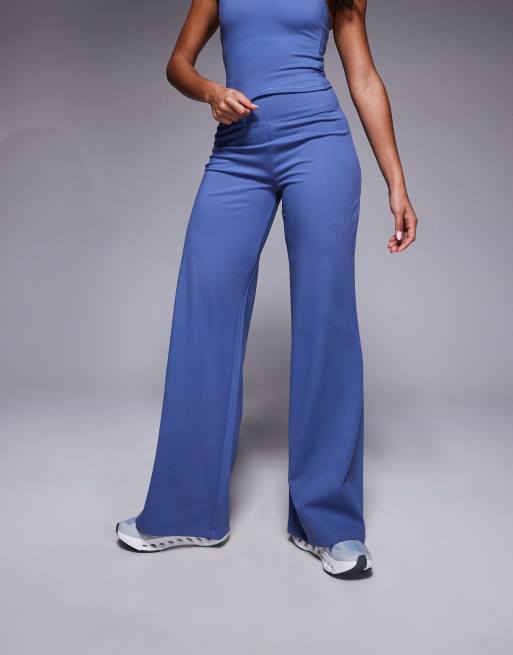 4505 Icon soft touch high waist wide leg dance pant in china blue, 3 of 5