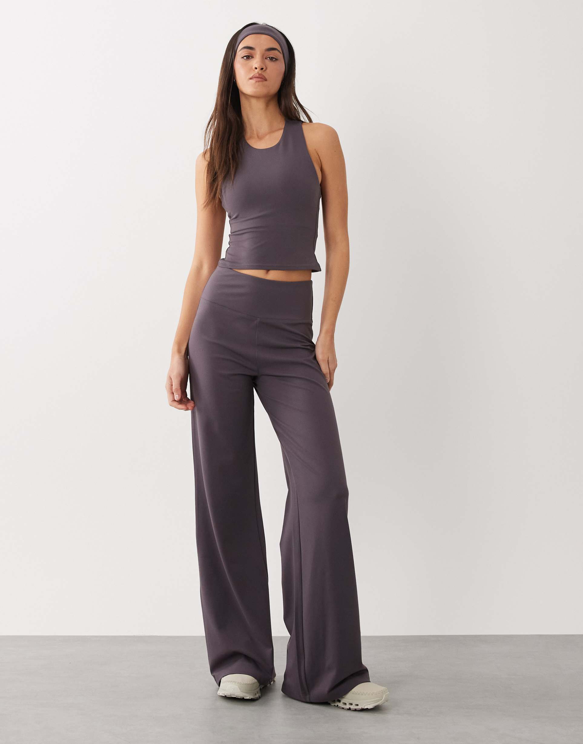 4505 icon soft touch high waist wide leg dance pant in storm gray