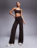 [ASOS] 4505 Icon soft touch high waist wide leg dance pants in chocolate-Brown 14 Chocolate