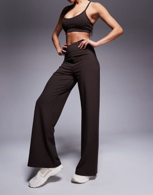 4505 Icon soft touch high waist wide leg dance pants in chocolate