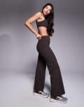 [ASOS] 4505 Icon soft touch high waist wide leg dance pants in chocolate-Brown 14 Chocolate