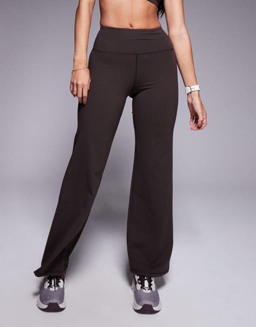 4505 Icon soft touch high waist wide leg dance pants in chocolate, 4 of 5