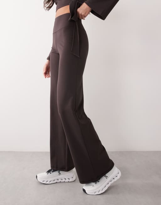 4505 Icon soft touch high waist wide leg dance pants in dark chocolate, 2 of 5