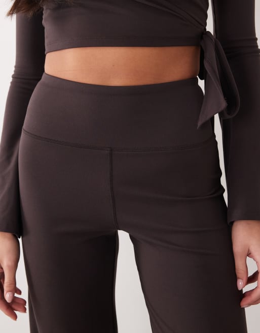 4505 Icon soft touch high waist wide leg dance pants in dark chocolate, 3 of 5