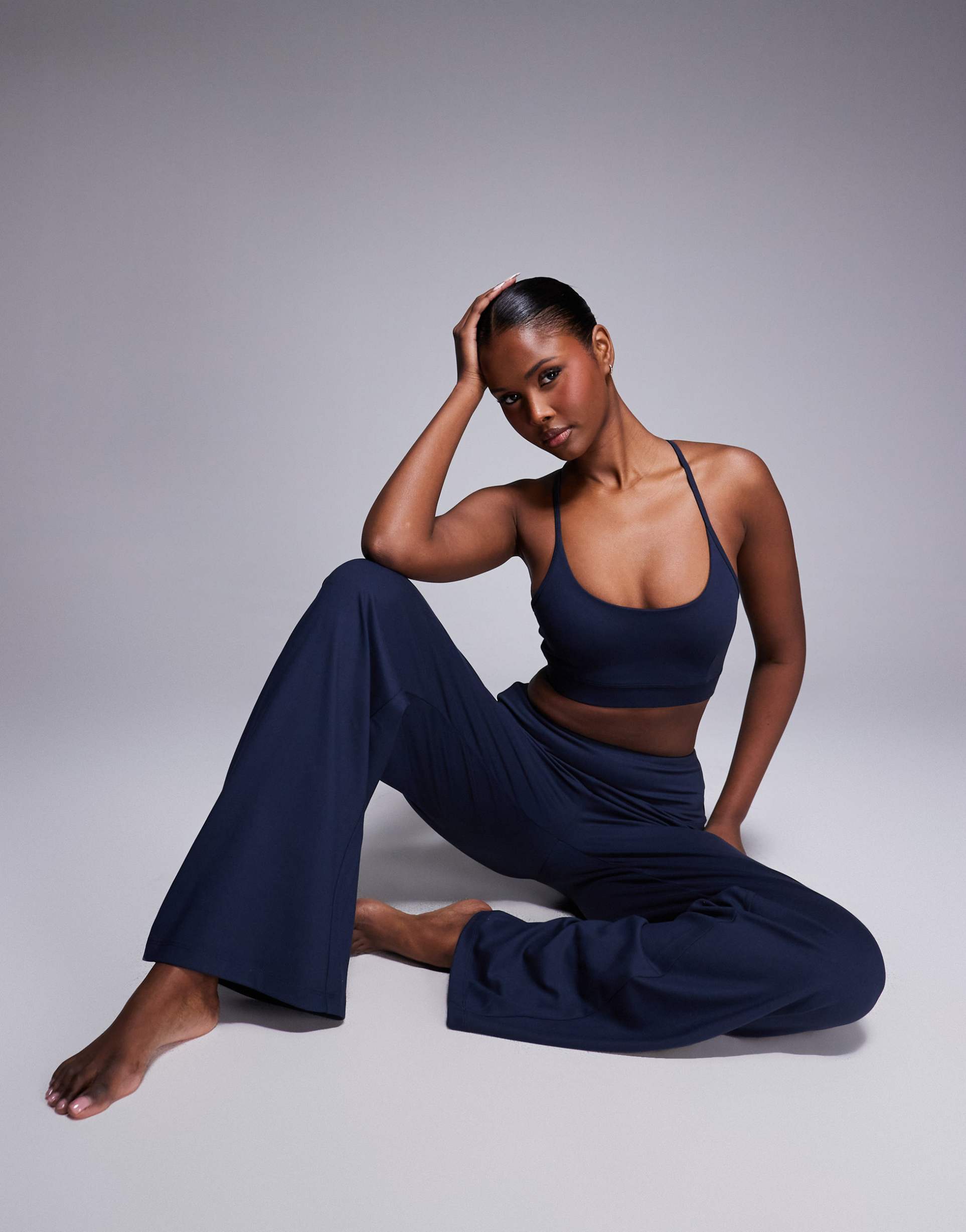 4505 icon soft touch high waist wide leg dance pants in midnight navy