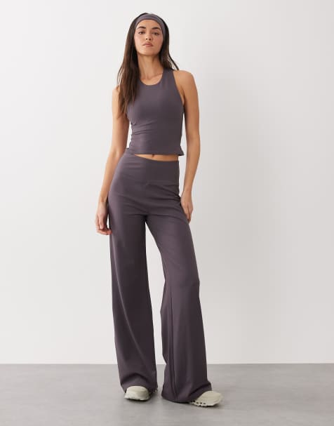 4505 Icon soft touch high waist wide leg dance pants in storm grey - view 1