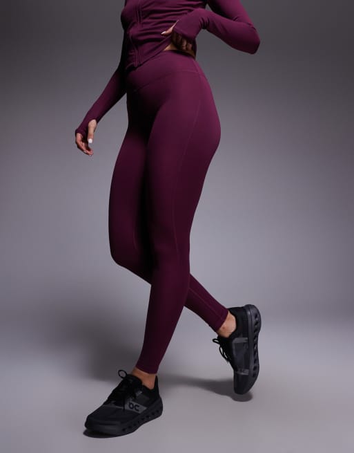 4505 Icon soft touch high waist yoga legging in burgundy, 2 of 5