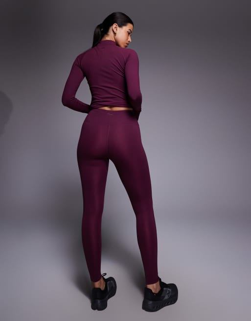 4505 Icon soft touch high waist yoga leggings in burgundy, 4 of 5