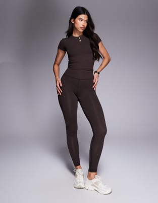 4505 Icon soft touch high waist yoga leggings in chocolate-Brown