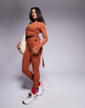 [ASOS] 4505 Icon soft touch high waist yoga leggings in gingerbread-Brown S Gingerbread