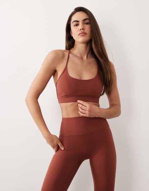 4505 Icon soft touch light support sports bra with adjustable straps in amber - view 1