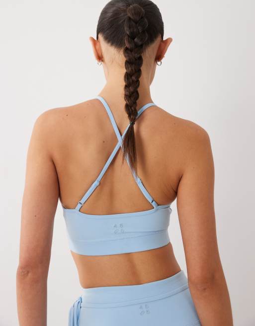 4505 Icon soft touch light support sports bra with adjustable straps in baby blue, 3 of 4