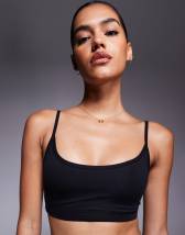 4505 Icon soft touch medium support soft touch square neck sports bra in black 