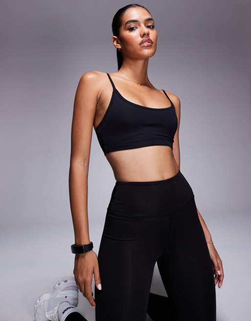4505 Icon soft touch light support sports bra with adjustable straps in black