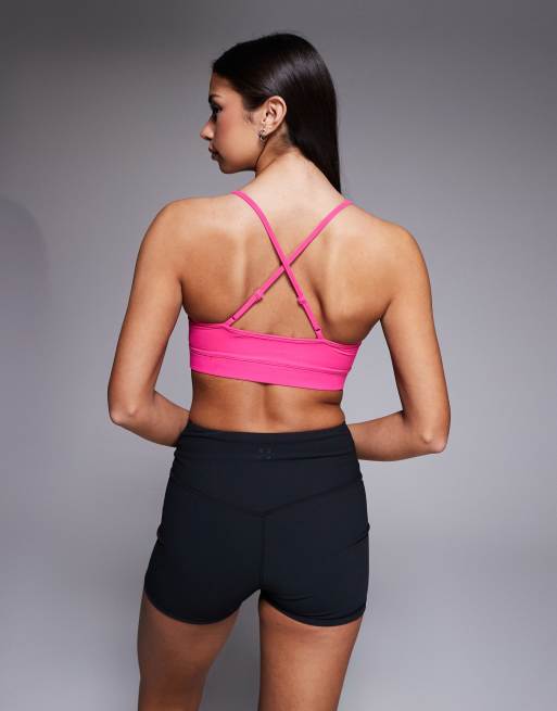 4505 Icon soft touch light support sports bra with adjustable straps in hot pink, 3 of 4