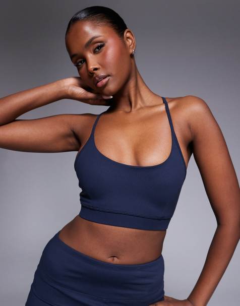 4505 Icon soft touch light support sports bra with adjustable straps in midnight navy - view 1