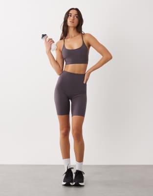 4505 Icon Soft Touch Light Support Sports Bra With Adjustable Straps In Gray