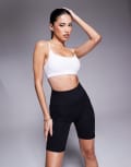 [ASOS] 4505 Icon soft touch light support sports bra with adjustable straps in white 12 White