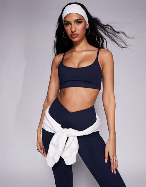 4505 Icon soft touch medium support sports bra with removable padding and adjustable straps in midnight navy - view 1