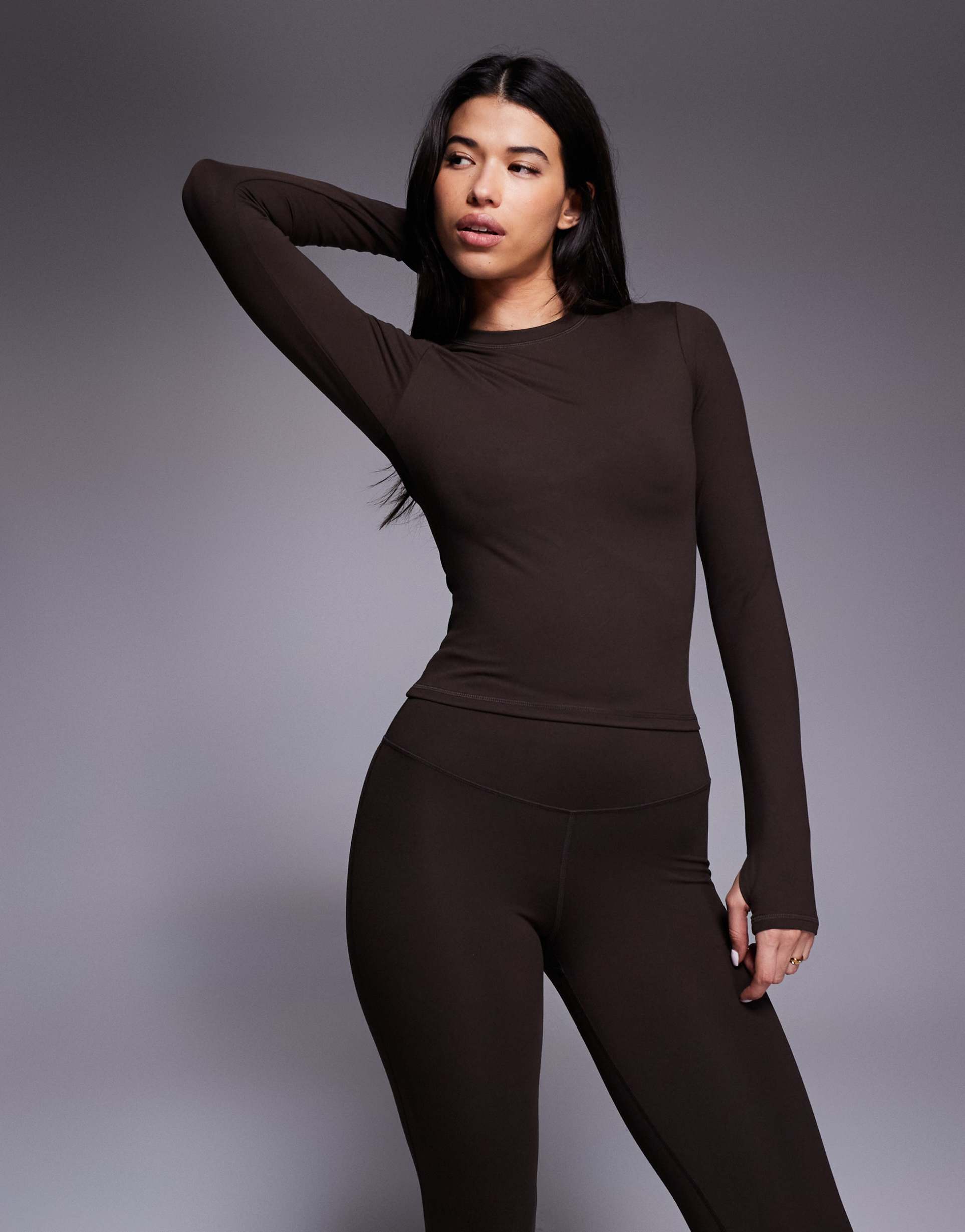 4505 icon soft touch performance long sleeve baby t-shirt in chocolate