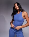 [ASOS] 4505 Icon soft touch racer back singlet with inner bra and removable padding in china blue 10 China Blue