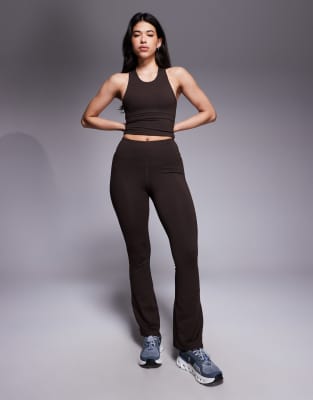 4505 Icon Soft Touch Racer Back Tank Top With Inner Bra And Removable Padding In Brown