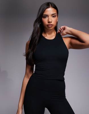 4505 Icon Soft Touch Racer Back Vest With Inner Bra And Removable Padding In Black