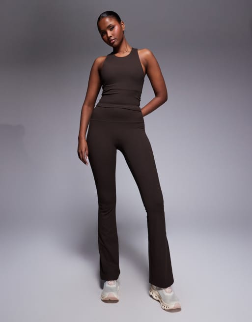 4505 Icon soft touch racer back vest with inner bra and removable padding in chocolate, 4 of 4