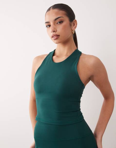 4505 Icon soft touch racer back vest with inner bra and removable padding in evergreen