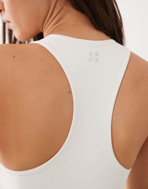 4505 Icon soft touch racer back vest with inner bra and removable padding in white, 3 of 4