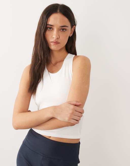4505 Icon soft touch racer back vest with inner bra and removable padding in white, 4 of 4