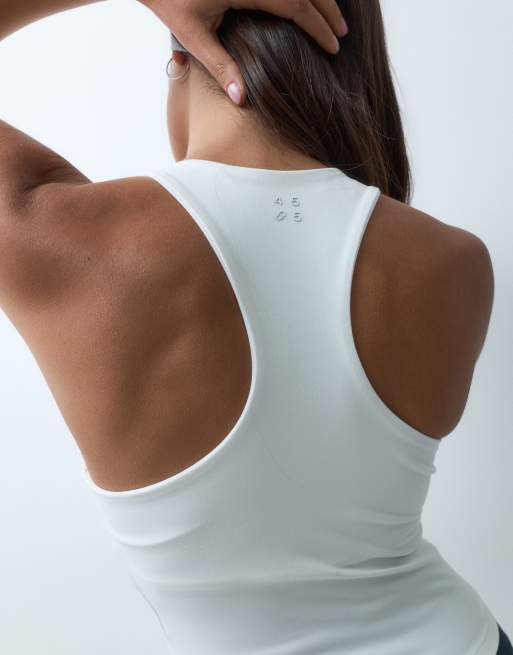 4505 Icon soft touch racer back vest with inner bra and removable padding in white, 3 of 5
