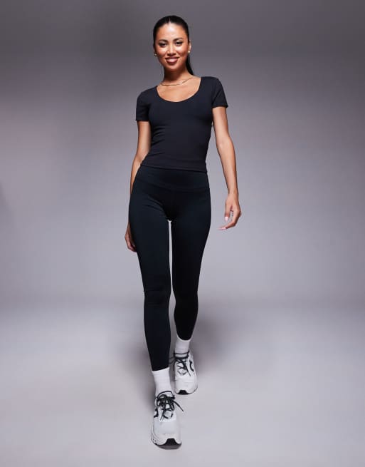 4505 Icon soft touch V-neck performance baby T-shirt with inner bra in black, 2 of 4