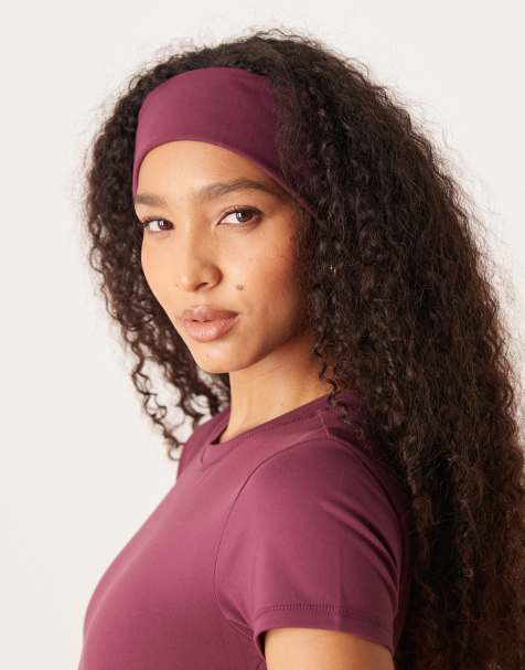 4505 Icon soft touch wide yoga headband in burgundy - view 1