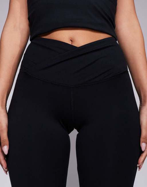 4505 Icon soft touch wrap waist slim kick yoga leggings in black, 2 of 5