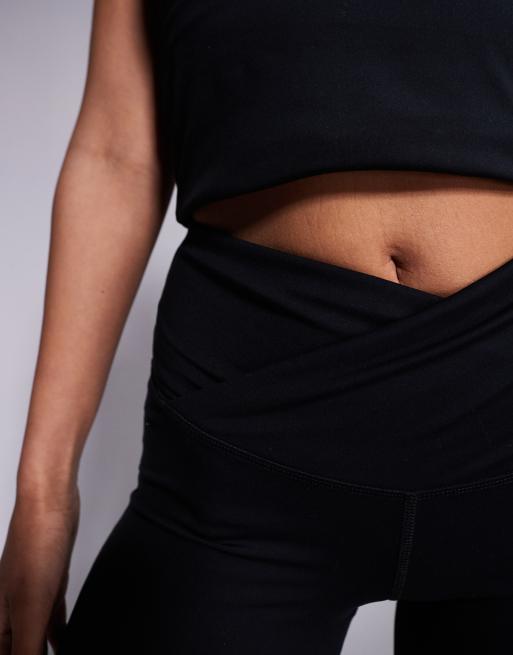 4505 Icon soft touch wrap waist slim kick yoga leggings in black, 5 of 5