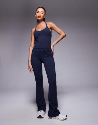 4505 Icon Soft Touch Wrap Waist Slim Kick Yoga Leggings In Blue