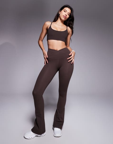 4505 Icon soft touch wrap waist slim kick yoga leggings in plum chocolate - view 1