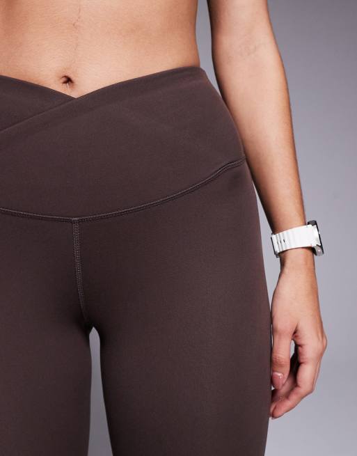 4505 Icon soft touch wrap waist slim kick yoga leggings in plum chocolate, 5 of 5