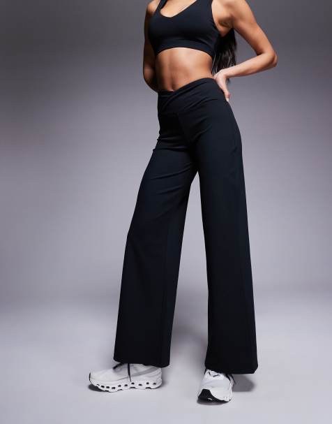 4505 Icon soft touch wrap waist wide leg dance pant in black - view 1