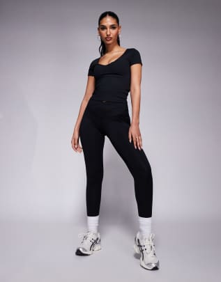 4505 Icon soft touch wrap waist yoga leggings in black