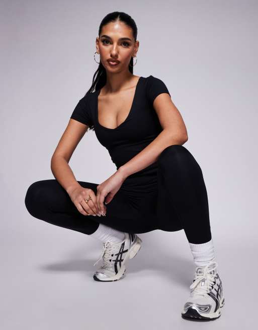 4505 Icon soft touch wrap waist yoga leggings in black, 3 of 5