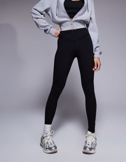 4505 Icon soft touch wrap waist yoga leggings in black, 4 of 5